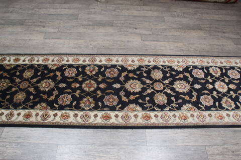 Jaipur Black Runner Hand Knotted 26 X 101 Area Rug 905-147196 Image 2