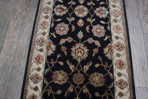 Jaipur Black Runner Hand Knotted 26 X 101 Area Rug 905-147196 Image 3