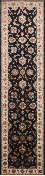 Jaipur Black Runner Hand Knotted 26 X 101 Area Rug 905-147196 Image 0