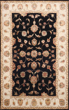 Jaipur Black Hand Knotted 4'0" X 6'1"  Area Rug 905-147210