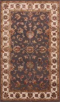 Indian Jaipur Grey Rectangle 3x5 ft Wool and Raised Silk Carpet 147226