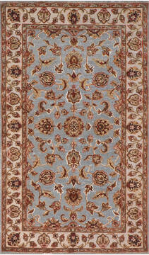 Indian Jaipur Blue Rectangle 3x5 ft Wool and Raised Silk Carpet 147246