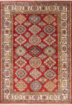 Kazak Red Hand Knotted 5'0" X 6'11"  Area Rug 700-147248