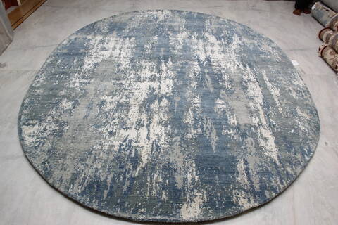 Jaipur Blue Oval Hand Knotted 82 X 104 Area Rug 905-147255 Image 1