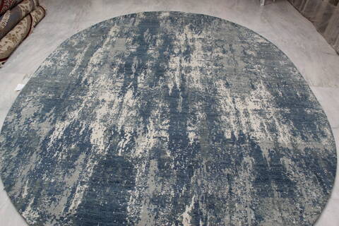 Jaipur Blue Oval Hand Knotted 82 X 104 Area Rug 905-147255 Image 5