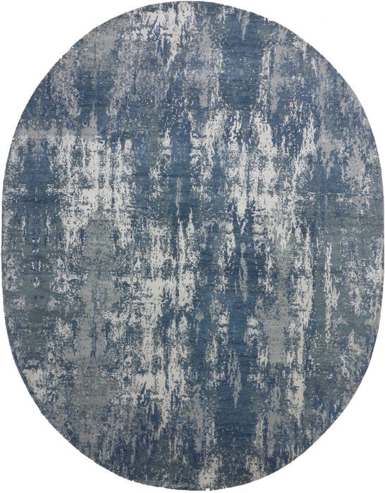 Jaipur Blue Oval Hand Knotted 82 X 104 Area Rug 905-147255 Image 0