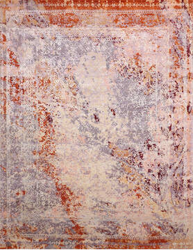 Indian Jaipur Grey Rectangle 8x11 ft Wool and Raised Silk Carpet 147261