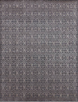 Indian Jaipur Grey Rectangle 8x10 ft Wool and Raised Silk Carpet 147262