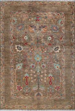 Chobi Brown Hand Knotted 5'7" X 8'0"  Area Rug 700-147264