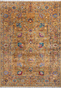 Afghan Chobi Yellow Rectangle 5x8 ft Wool Carpet 147265