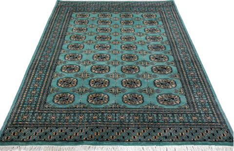 Bokhara Green Hand Knotted 48 X 65 Area Rug 700-147266 Image 1