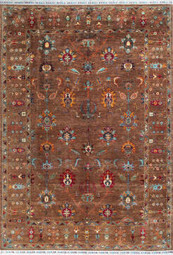 Chobi Brown Hand Knotted 5'7" X 8'3"  Area Rug 700-147269