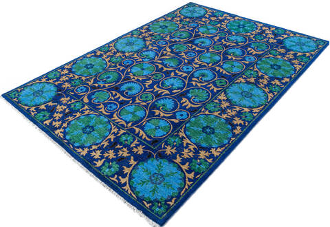 Chobi Blue Hand Knotted 69 X 911 Area Rug 700-147275 Image 2