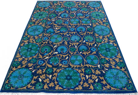 Chobi Blue Hand Knotted 68 X 911 Area Rug 700-147276 Image 1