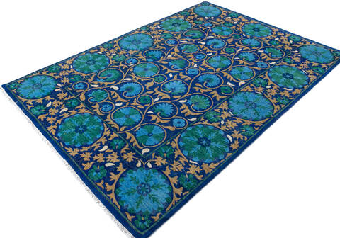 Chobi Blue Hand Knotted 68 X 911 Area Rug 700-147276 Image 3