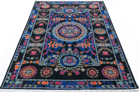 Chobi Black Hand Knotted 62 X 91 Area Rug 700-147277 Image 1