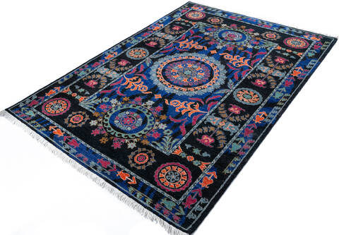 Chobi Black Hand Knotted 62 X 91 Area Rug 700-147277 Image 2