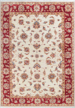 Chobi Beige Hand Knotted 5'7" X 7'9"  Area Rug 700-147281