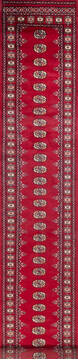 Bokhara Red Runner Hand Knotted 2'9" X 16'1"  Area Rug 700-147284