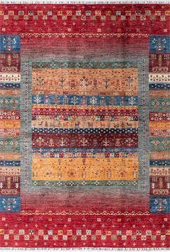 Chobi Red Hand Knotted 5'7" X 8'2"  Area Rug 700-147288