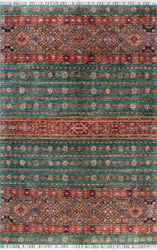 Chobi Green Hand Knotted 4'0" X 6'2"  Area Rug 700-147290