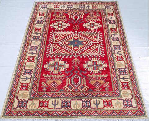 Kazak Red Hand Knotted 39 X 58 Area Rug 700-147293 Image 1