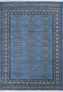 Pakistani Bokhara Blue Rectangle 5x8 ft Wool Carpet 147296
