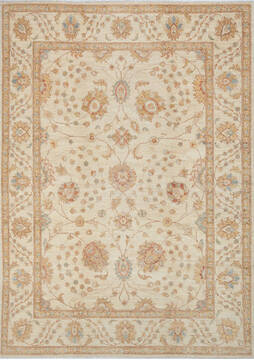 Afghan Chobi Beige Rectangle 5x8 ft Wool Carpet 147299