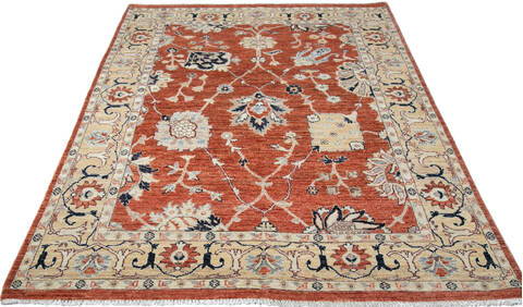 Chobi Orange Hand Knotted 51 X 71 Area Rug 700-147300 Image 1