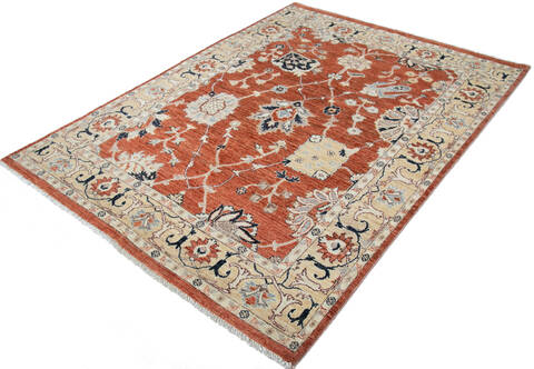 Chobi Orange Hand Knotted 51 X 71 Area Rug 700-147300 Image 2