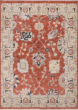 Chobi Orange Hand Knotted 5'1" X 7'1"  Area Rug 700-147300