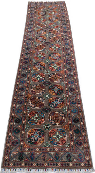 Chobi Brown Runner Hand Knotted 27 X 112 Area Rug 700-147302 Image 1