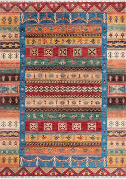 Chobi Multicolor Hand Knotted 5'9" X 7'10"  Area Rug 700-147304