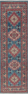 Afghan Kazak Blue Runner 6 ft and Smaller Wool Carpet 147309
