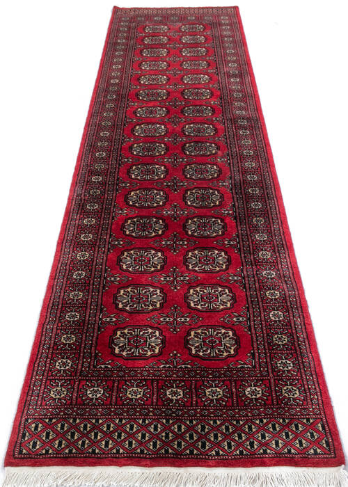 Bokhara Red Runner Hand Knotted 27 X 100 Area Rug 700-147318 Image 1