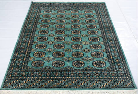 Bokhara Green Hand Knotted 49 X 64 Area Rug 700-147319 Image 1