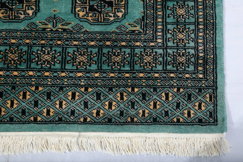 Bokhara Green Hand Knotted 49 X 64 Area Rug 700-147319 Image 3