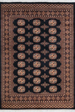 Bokhara Black Hand Knotted 4'9" X 6'8"  Area Rug 700-147320