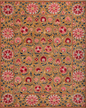 Chobi Brown Hand Knotted 7'10" X 9'7"  Area Rug 700-147323
