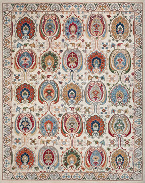 Chobi White Hand Knotted 7'10" X 9'9"  Area Rug 700-147324