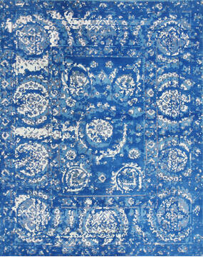 Modern Blue Hand Knotted 6'6" X 9'9"  Area Rug 902-147328