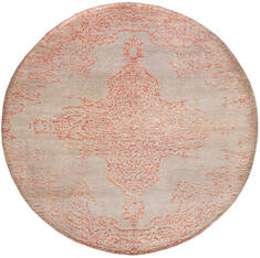 Indian Modern Multicolor Round 9 ft and Larger Wool and Silk Carpet 147341