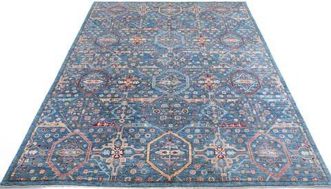 Chobi Blue Hand Knotted 810 X 118 Area Rug 700-147347 Image 1