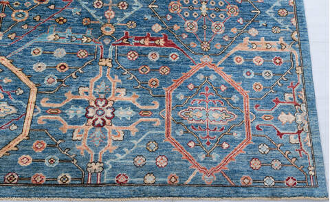 Chobi Blue Hand Knotted 810 X 118 Area Rug 700-147347 Image 3