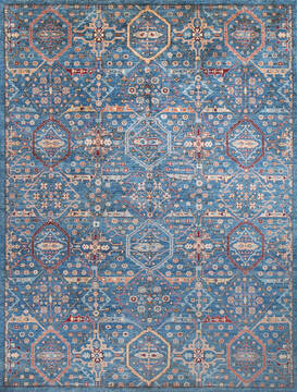 Chobi Blue Hand Knotted 8'10" X 11'8"  Area Rug 700-147347