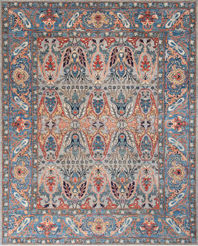 Chobi Grey Hand Knotted 8'0" X 9'11"  Area Rug 700-147349