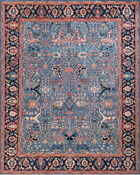 Chobi Blue Hand Knotted 7'11" X 9'9"  Area Rug 700-147350