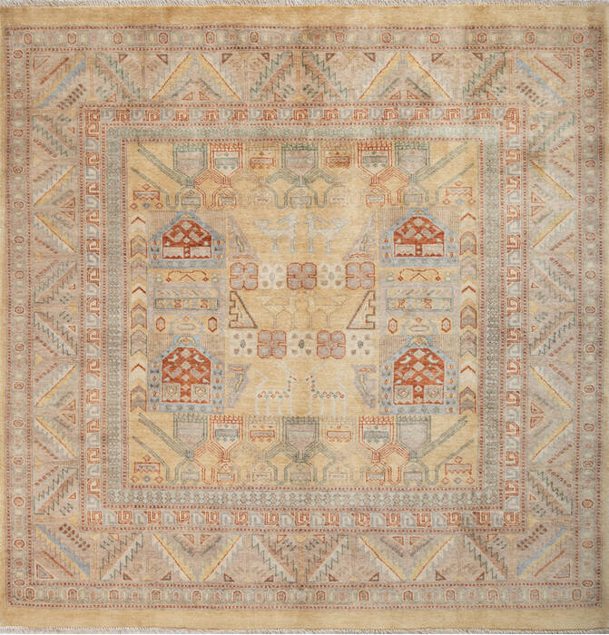Gabbeh Beige Square Hand Knotted 60 X 60 Area Rug 700-147354 Image 0