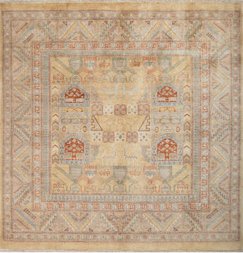 Pakistani Gabbeh Beige Square 5 to 6 ft Wool Carpet 147354