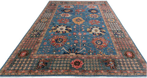 Chobi Blue Hand Knotted 910 X 138 Area Rug 700-147355 Image 1